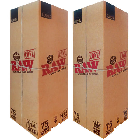 RAW Classic Pre-Rolled Cones 75pc Box in King and Standard Size