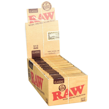 RAW Classic Natural Unrefined Rolling Papers Display Box - 1 1/2" Size, Front View