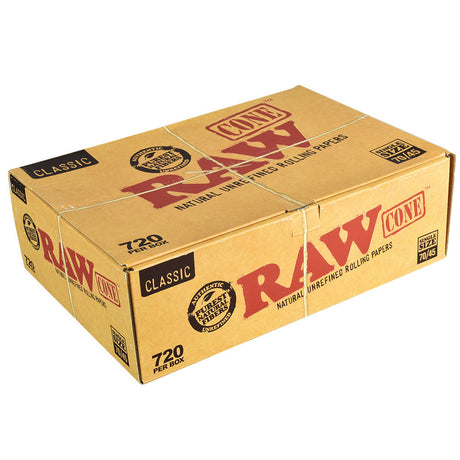 RAW Classic Single Size Bulk Cones box, 720 pack of unbleached medium rolling papers