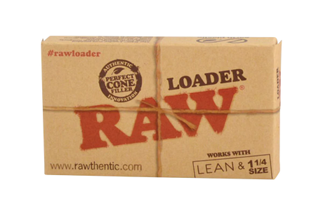 RAW Cone Loader packaging for Lean & 1 1/4" Size Cones, front view on white background