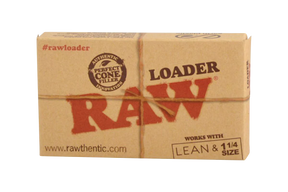 RAW Cone Loader packaging for Lean & 1 1/4" Size Cones, front view on white background