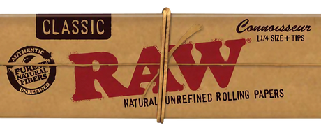 RAW Connoisseur 1 1/4" Rolling Papers with Tips, Hemp Material, 24 Pack - Front View