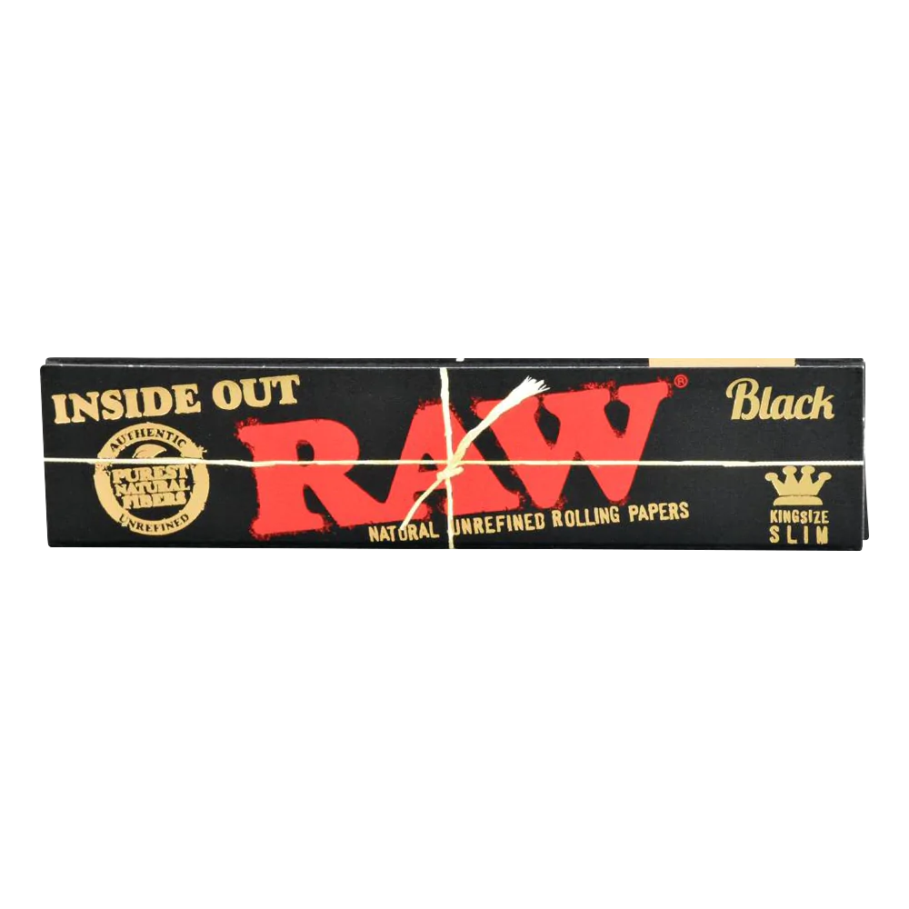 RAW Kingsize Slim Black Hemp Rolling Papers, 50 Pack Front View