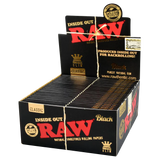 RAW Kingsize Slim Black Hemp Rolling Papers 50 Pack, front view on display