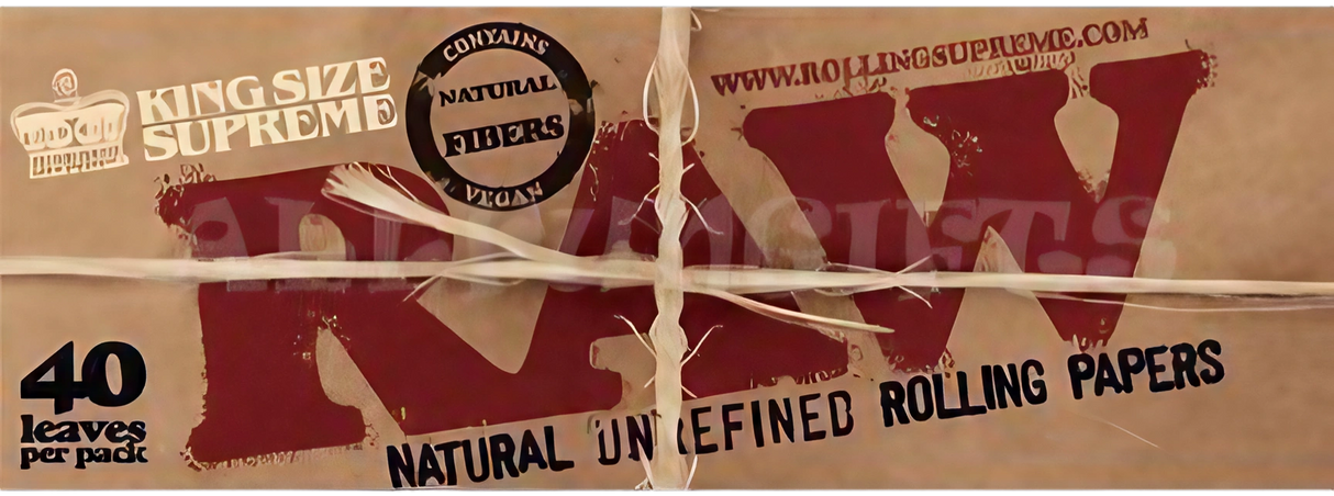 RAW Kingsize Supreme Vegan Rolling Papers, Hemp Material, 24 Pack, Front View