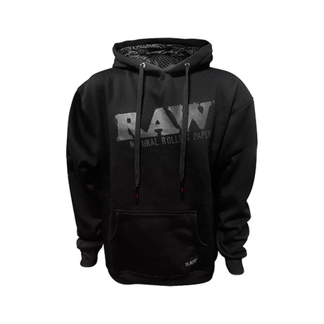 RAW Logo Black Hoodie with Stash Pocket for Unisex - Front View