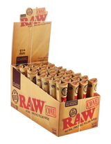 RAW Natural 1 1/4" Pre Rolled Hemp Cones 32 Pack angled view on seamless background