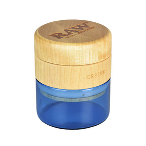 RAW Natural Wood Grinder with clear chamber - front view on white background
