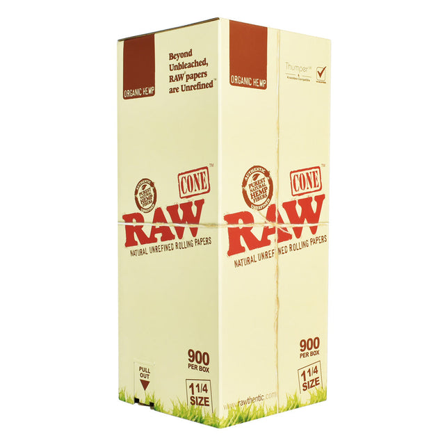 Front view of RAW Organic 1 1/4" Hemp Cones Bulk Pack, 900 count for dry herbs