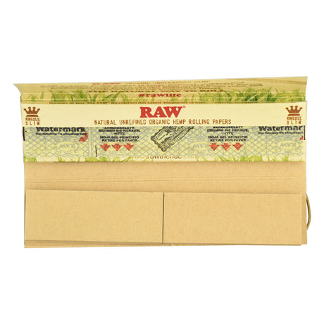 RAW Organic Hemp Connoisseur Kingsize Rolling Papers, Front View of 24pc Display