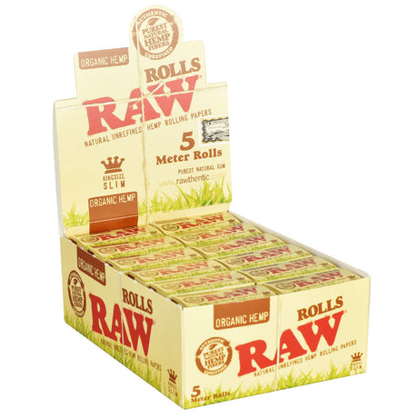 RAW Organic Hemp Rolling Papers 24 Pack Display, Front View, Natural Unrefined