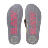 RAW X Rolling Papers Branded Flip-Flops, Assorted Sizes, Bottom View Showing Tread