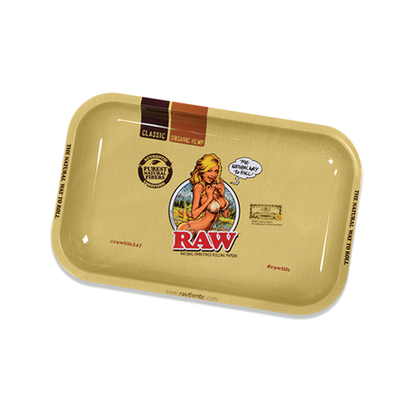RAW Classic Rolling Tray with Iconic Branding - Top View, Perfect for Rolling