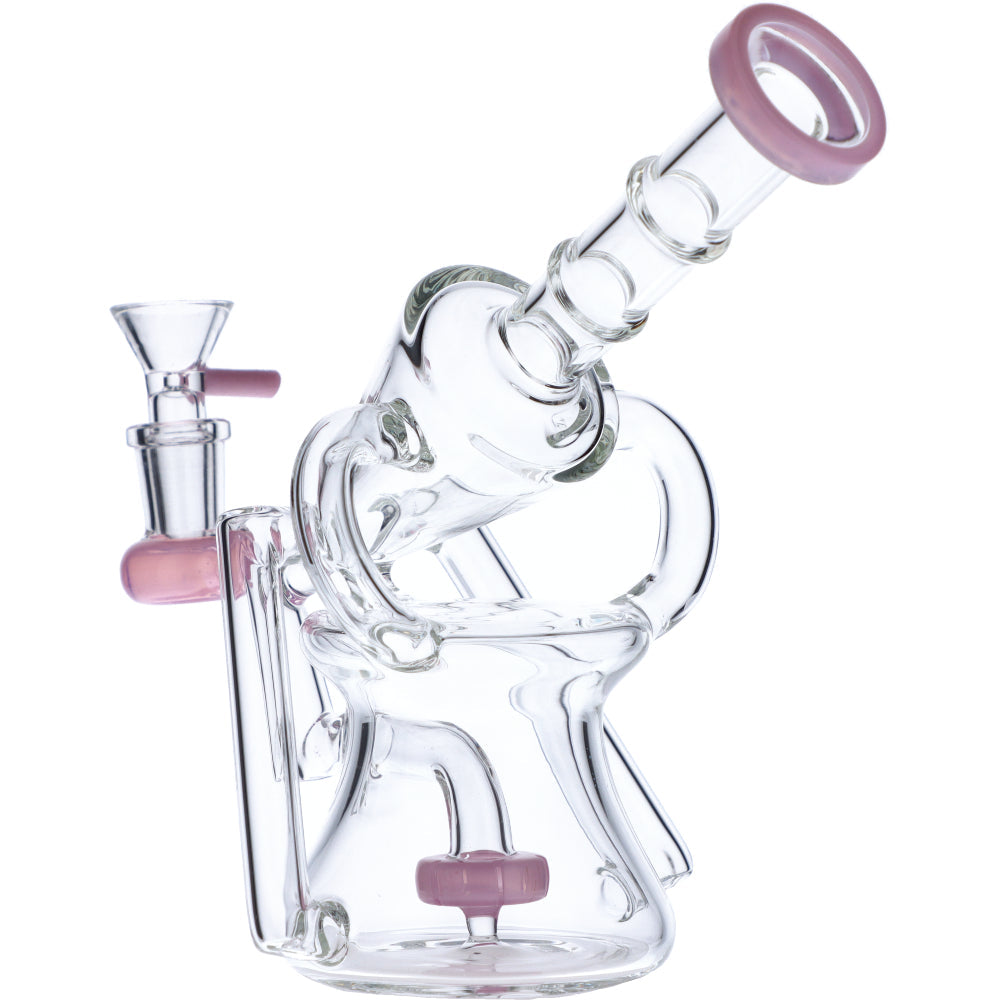 Valiant Distribution Recycler Funnel Water Pipe with Percolator and Sidecar Design, 7" Height, for Smooth Dabs