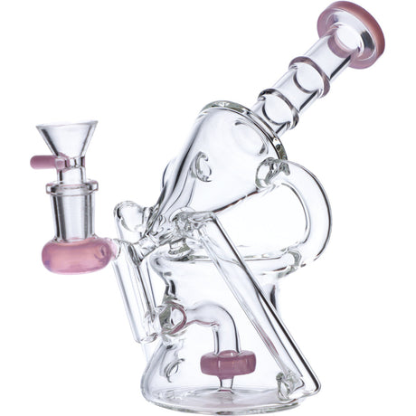 Valiant Distribution Recycler Funnel Water Pipe - Pink Accents, Side View