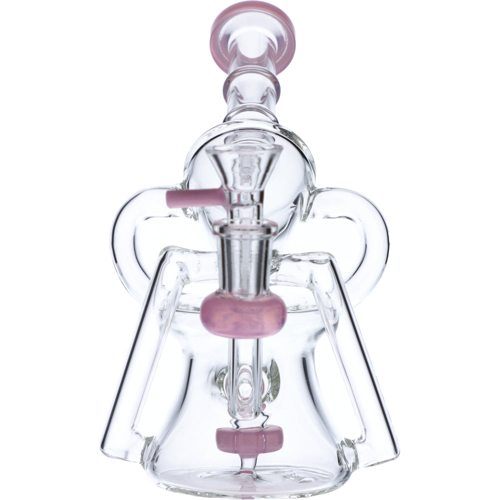 Valiant Distribution Recycler Funnel Water Pipe in Purple - Front View for Smooth Dabs