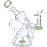Valiant Distribution Recycler Funnel Water Pipe with Green Accents - Front View