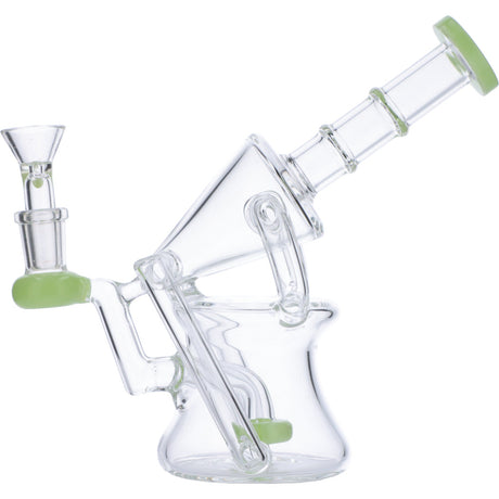 Valiant Distribution Recycler Funnel Water Pipe with blue accents and percolator, side view on white background