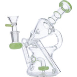 Valiant Distribution Recycler Funnel Water Pipe in Green, 7" Side View for Smooth Dabs