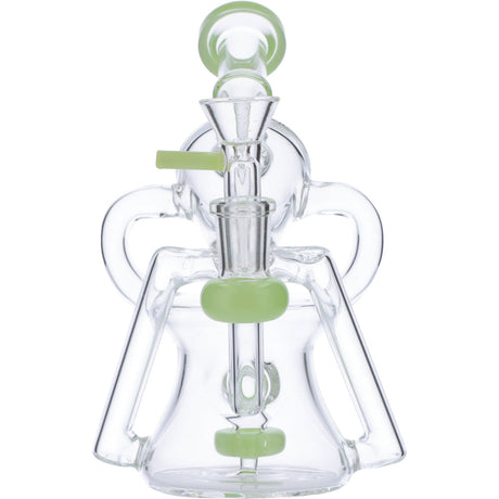 Valiant Distribution 7" Recycler Funnel Water Pipe in Clear with Green Accents - Front View