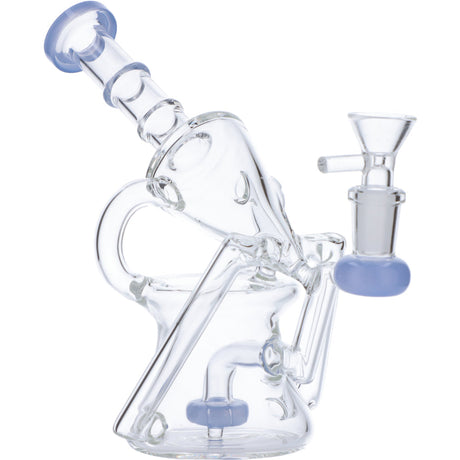 Valiant Distribution Recycler Funnel Water Pipe with blue accents, side view on white background
