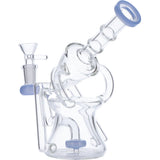 Valiant Distribution Recycler Funnel Water Pipe with Percolator for Smooth Dabs, Blue Accents, Side View
