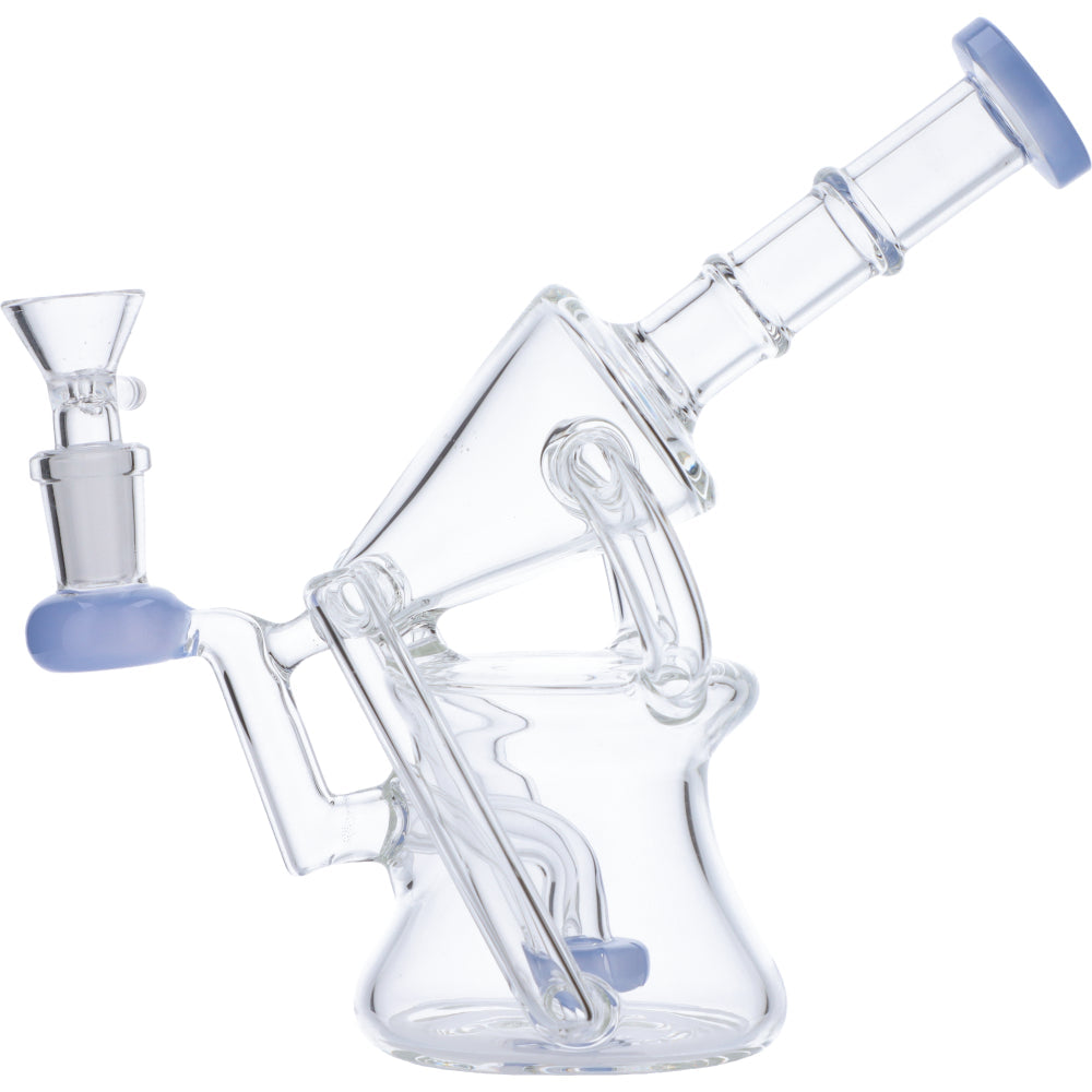 Valiant Distribution Recycler Funnel Water Pipe with Blue Accents - Side View
