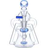 Valiant Distribution Recycler Funnel Water Pipe with blue accents, side view on white background