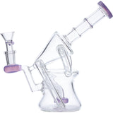 Valiant Distribution Recycler Funnel Water Pipe with Percolator for Smooth Dabs, Purple Accents, Side View