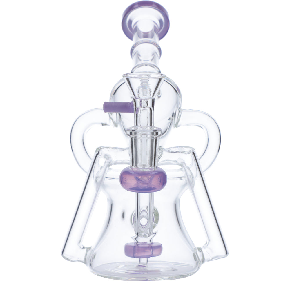 Valiant Distribution Recycler Funnel Water Pipe, Purple Accents, for Smooth Dabs, Front View