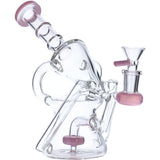Valiant Distribution Recycler Funnel Water Pipe in Pink - Front View with Glass Bowl