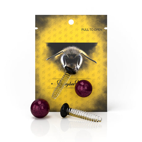 Honeybee Herb Dab Screw Sets in Galaxy/Red with Borosilicate Glass on Branded Background