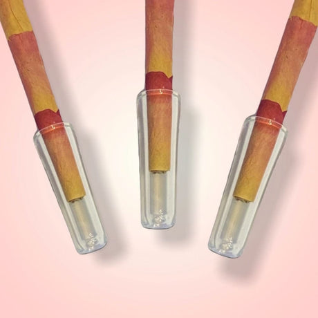 CaliGreenGold Reusable Glass Tip Mouthpieces for Rolling Papers, Pack of 3, Overhead View