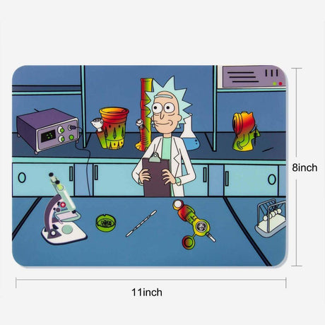 PILOT DIARY Rick and Morty Dab Mat with cartoon lab design, top view, 11x8 inches