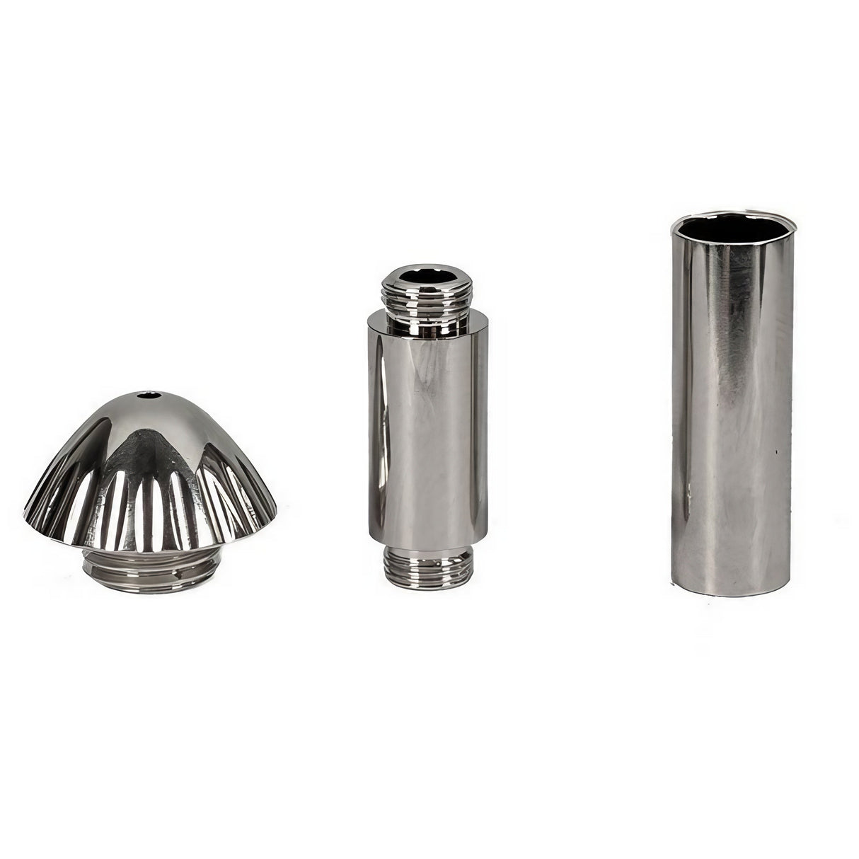 DankGeek Rocket Grinder & 1 Hitter set, front view, compact and portable, silver finish