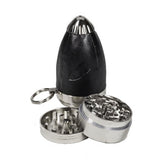 DankGeek Rocket Grinder & 1 Hitter combo with keychain feature, displayed with open grinder parts