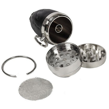 DankGeek Rocket Grinder & 1 Hitter disassembled view showing all components