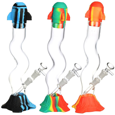Colorful Rocketship LED Silicone Water Pipes with 45 Degree Joints
