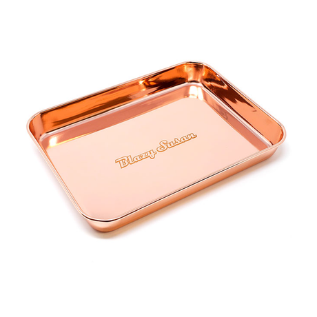 Blazy Susan Rose Gold Stainless Steel Rolling Tray - Top View