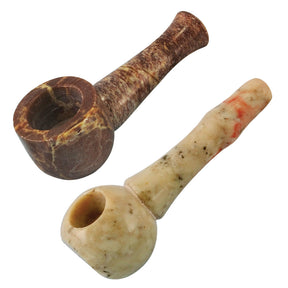 Assorted Round Small Stone Pipes - 6 Pack, Portable Spoon Design, Various Colors