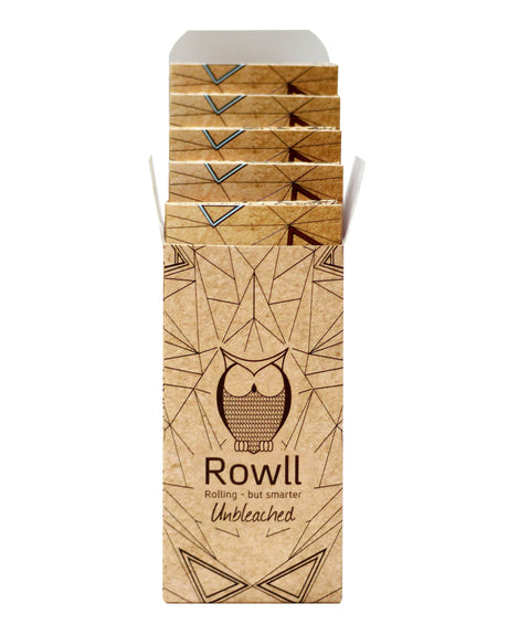 Rowll Rolling Kit front view displaying unbleached papers and compact card grinder for easy travel