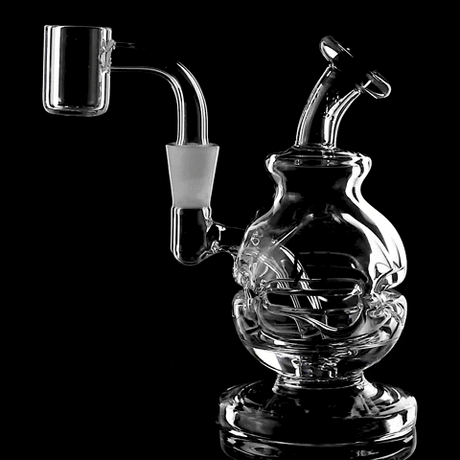 MJ Arsenal Royale Mini Dab Rig with banger hanger and percolator, clear borosilicate glass, 5" height
