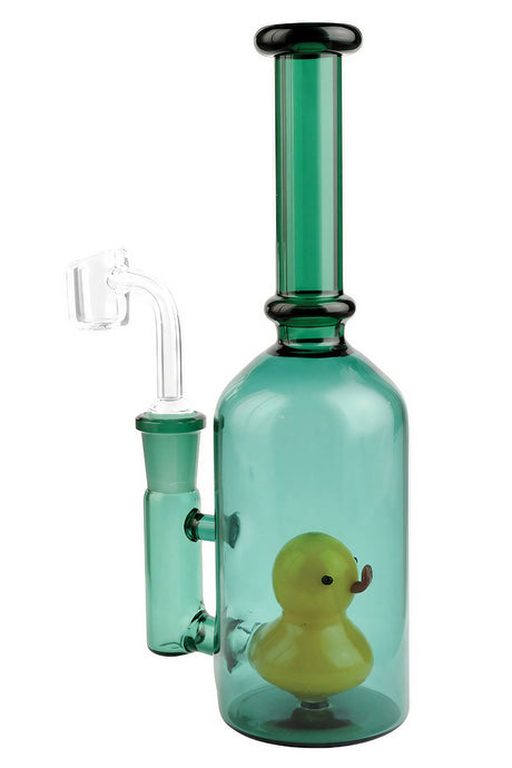 Rubber Duckie Perc Oil Rig with 14mm Female Quartz Banger - Front View