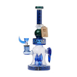 Cheech Glass Spartan Soldier 12" Blue Boro Schott Glass Bong with 14mm Bowl - Front View