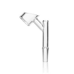 GRAV Quartz Banger 10mm Male at 45° angle, clear view on white background, perfect for dab rigs