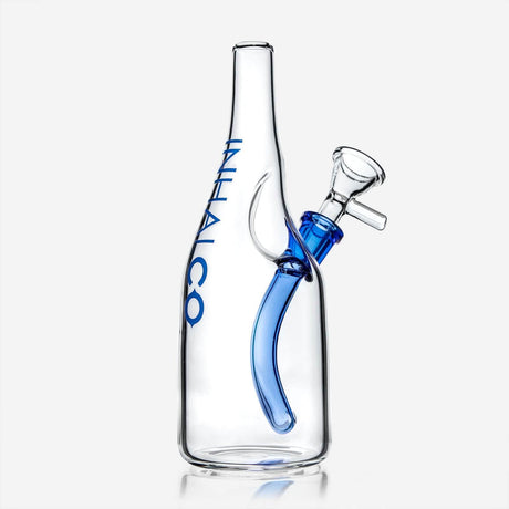 PILOTDIARY Sake Bottle Glass Water Bong Front View with Blue Accents