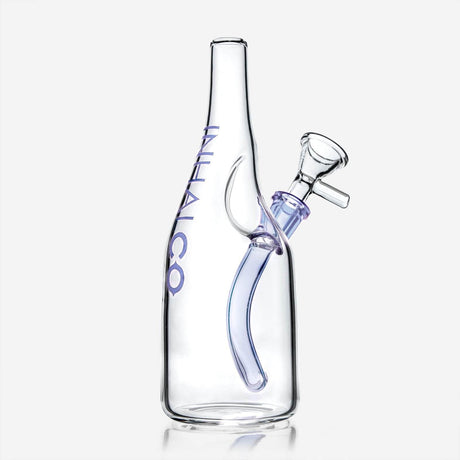 PILOTDIARY Sake Bottle Glass Water Bong - Front View with Purple Accents
