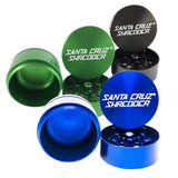 Santa Cruz Shredder Small 3pc Grinders in Black, Blue, Green, Compact Aluminum Design