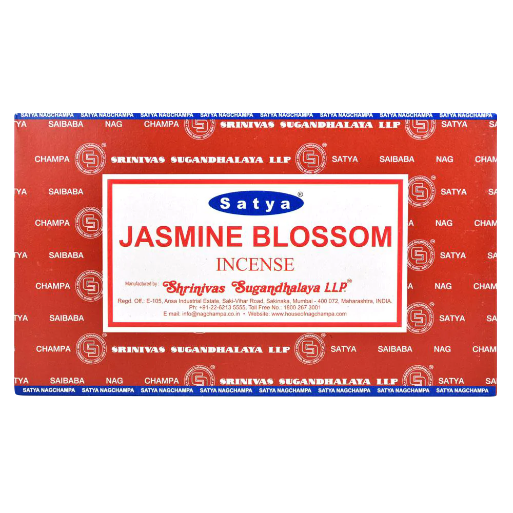 Satya Jasmine Blossom Incense Sticks 12pk front view on seamless white background