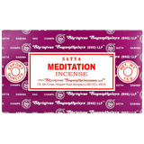 Satya Meditation Incense Sticks 15g 12-pack from India, front view on seamless white background